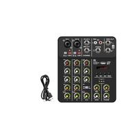 Audio Mixer, V4 DJ Mixer Console 4 Channel Mixer Protable 48V Phantom Power USB With Sound Card For PC Recording Singing(V4 Black Type)
