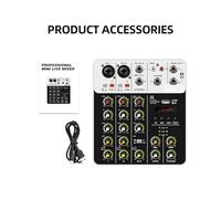 Audio Mixer, V4 DJ Mixer Console 4 Channel Mixer Protable 48V Phantom Power USB With Sound Card For PC Recording Singing(V4 White Type)