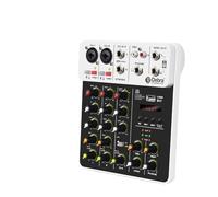 Audio Mixer, V4 Mixer DJ Console 4 Channel Protable 48V Phantom Power USB DJ Console With Sound Card For PC Recording Singing(V4 White Type)