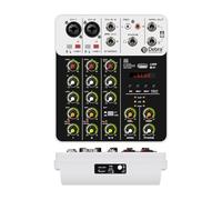 Audio Mixer, V4 Mixer DJ Controller Mixer, 5.0 Bluetooth 48V Phantom Power, Low Bottom Noise For Mixing Console PC Recording(V4-white)