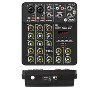 Audio Mixer, V4 Mixer DJ Controller Mixer, 5.0 Bluetooth 48V Phantom Power, Low Bottom Noise For Mixing Console PC Recording(V4-black)