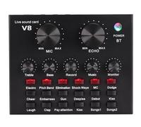 Audio Mixer, V8 Sound Card Voice Change Live Streaming Singing Karaoke Headset External Record For e Home KTV Computer,PC, Recording Studio and Gaming