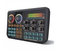 Audio Mixer with Live Sound Card, DJ Mixer with Voice Changer Multiple Custom Sound Effects Interfaces and Background Music Mixer for Karaoke