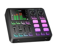 Audio Mixer with Pro Preamp, 48V Phantom Power, Bluetooth 5.3, RGB Lighting, PC Sound Board for Streaming, Podcasting, Recording, Content Creation
