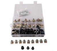 Audio Potentiometer Assortment 100PCS Including Knobs and Hardware for Electronic Projects B Type Linear Taper Rotary Variable Resistor Set