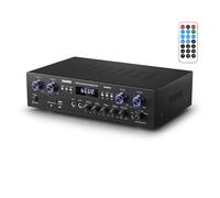 Audio Power Amplifier Bluetooth 5.0, Donner 440 W Audio Amplifier 4 Channel, Stereo Receiver with USB, SD, FM, 2 Microphone Input Echo, RCA, LED, for Studio, Home Cinema, MAMP5