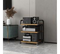 Audio Rack 3/4/5 Tier Mobile Stereo Shelf with Wheels Multimedia Stand for Turntables & Audio Equipment Elegant Wood Finish Durable & Space-Saving Design
