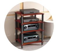 Audio Rack 4TierStand for Record Players Home Theater & Conference Room Stylish Brown Finish Dimensions: 60x48x85cm & Modern Audio Cabinet