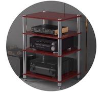 Audio Rack & Amplifier Stand - 4-Tier AV Equipment Shelf for Home Theater Receiver Turntable & Speaker Sturdy with Spikes Elegant Brown Finish (60x48x81cm)