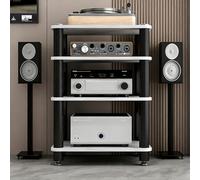 Audio Rack Gaming Shelf with Shock-Absorbing Feet, Open Component Cabinet for Stereo, Record Player, DVD, CD Display, 2-Tier Stand, Modern Design