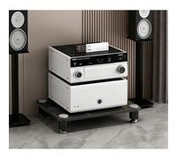 Audio Rack Gaming Shelf with Shock-Absorbing Feet, Open Component Cabinet for Stereo, Record Player, DVD, CD Display, 2-Tier Stand, Modern Design