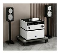Audio Rack Gaming Shelf with Shock-Absorbing Feet, Open Component Cabinet for Stereo, Record Player, DVD, CD Display, 2-Tier Stand, Modern Design