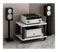 Audio Rack Gaming Shelf with Shock-Absorbing Feet, Open Component Cabinet for Stereo, Record Player, DVD, CD Display, 2-Tier Stand, Modern Design
