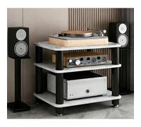 Audio Rack Gaming Shelf with Shock-Absorbing Feet, Open Component Cabinet for Stereo, Record Player, DVD, CD Display, 2-Tier Stand, Modern Design