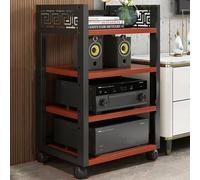 Audio Rack Stand - Multi-Tier Floor Standing Cabinet for AV Components - Rolling Hifi Rack with Adjustable Corner Shelf for CD Player and Media Storage