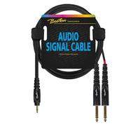 Audio signal cable, 3.5mm jack stereo to 2x 6.3mm jack mono, 6.00 meter
