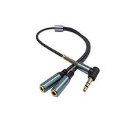 Audio Splitter Cable,Haokiang Gold Plated 90 Degree Right Angle 3.5mm Male to 2 Female Jack Headphone Audio Stereo Y Splitter Adapter Cable for Tablets, MP3 Players (Blue)