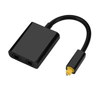 Audio Splitter, Dual Port Toslink Digital Optical Audio Splitter Adapter Audio Cable 1 in 2 out for CD player, DVD player, or other digital audio source to both of your receiver and recorder.(Black)