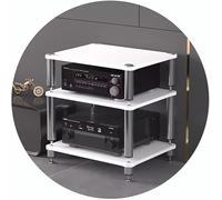 Audio Stand AV Shelf Sturdy 3/4 Tier Rack with Shock Absorbing Feet Modern Design for Record Player Audio Video Cabinet Holds Devices Securely Perfect for Home Theater