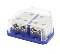 Audio System Power Distribution Block with Fuse Protection for Cars and Boats Supporting 2 Gauge Input and Multiple Outputs (DB19 blue)