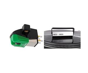 Audio-Technica AT-VM95E Dual Moving Magnet Cartridge with Elliptical Bonded Stylus & Acc-Sees APV015 Pro Vinyl Carbon Fibre Vinyl Cleaning Brush - Anti-Static, silver, 2.0 cm*12.0 cm*14.0 cm
