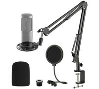 Audio Technica AT2020 Mic Boom Arm, Suspension Scissor AT2020 Microphone Stand with Shock Mount, Pop Filter, Upgraded Clamp for AT2020 AT2020USB+ AT2035 Condenser Studio Mic