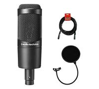 Audio-Technica AT2035 Cardioid Condenser Microphone Bundle with Pop Filter with 2 Layered Mesh and 10-foot XLR Cable