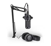 Audio-Technica AT2035PK Vocal Microphone Pack for Streaming/Podcasting, Includes XLR Mic, Adjustable Boom Arm, Shock Mount, & Monitor Headphones, Black