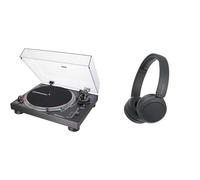 Audio-Technica LP120XUSBBK Manual Direct-Drive Turntable (Analogue & USB) Black & Sony WH-CH520 Wireless Bluetooth Headphones - up to 50 Hours Battery Life with Quick Charge, On-ear style - Black