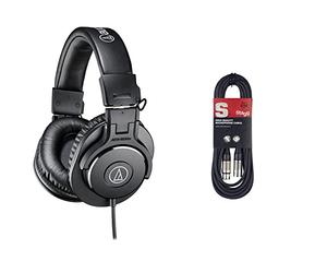 Audio-Technica M30x Professional Studio Headphones for studio recording, creators, podcasts and everyday listening & Stagg SMC6 6 metre standard microphone cable