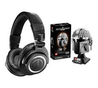 Audio-Technica M50xBT2 Wireless Headphone Black & LEGO 75328 Star Wars The Mandalorian Helmet Buildable Model Kit, Display Collectible Decoration Set