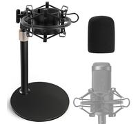 Audio Technica Mic Stand AT2020 with Shock Mount Foam Windscreen, AT2020 Microphone Stand with Pop Filter Shock Mount for Audio Technica AT2020 AT2020USB+ AT2035 ATR2500 Condenser Microphone