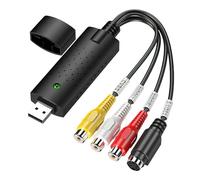Audio Video Grabber USB 2.0, USB Video Capture Plug & Play Audio Video Converter, Video Adapter for Editing Hi8 VHS to DVD Digitize with Scart/AV Converter Adapter for Mac and Windows 10