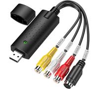Audio Video Grabber USB 2.0, USB Video Capture, Video Capture Card, RCA to USB Video Converter, VHS Mini DV VCR Hi8 DVD to Digital Converter for PC TV, Audio Video Digitize Converter Adapter.