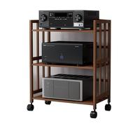 Audio Video Media Stand Cabinet - 2/3/4/5 Tier Freestanding nizer for Game Consoles Rolling Corner Shelf with Wheels Floor Standing for Record Players & DVD Projectors