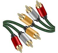 Audio Video RCA Cable 5M,3RCA Male to 3RCA Male 24K Gold Plated Composite AV Cable Compatible with Set-Top Box,Speaker,Amplifier,DVD Player and More (5M)