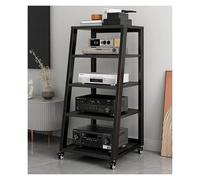 Audio-video Shelving Rolling Stereo Stand with Wheels, 2 3 4 5 Tier Av Media Stand, Stereo Racks And Stands for Home Living Room Office, Entertainment Stereo Components Organizer(Black,5 tier)