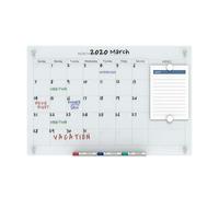 Audio-Visual Direct Magnetic Glass Dry Erase Board Set (3' x 2', Calendar White) for Wall - Monthly Planner