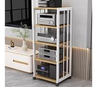 Audio White AV Stand5 Adjustable Shelves for DVD Player & AmplifierCorner Design Walnut FinishIdeal for Home Theater & Entertainment Setup