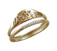 Audiobooks The Rings 2 Pieces Elegant Simple Gold Carved Rose Ring Hollow Ring Gift for Women Teenager Girls Size 5 11 Rings Slim Set, 6号, Metal, No Gemstone