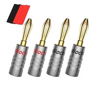 Audiocrast 4Pcs 24k Gold Plated Banana Plug 8AWG-20AWG Gauge Size 4mm for Speakers Amplifier Hi-Fi AV Receiver Stereo Home Theatre Audio Wire Cable Screw Connectors
