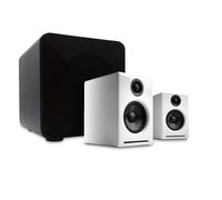 Audioengine A2 White Pc Speakers for Desktop and S6 Black Subwoofer for Music Gaming Movies Studios Dorms Bedrooms Offices