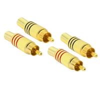 AudioPro Gold Plated RCA Phono Male Audio Plugs AV Stereo with Red Positive and Black Negative Polarity Lines (4)