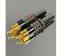 AudioPro RCA Phono Male Audio Plugs AV Stereo with Red Positive and Black Negative Polarity Lines Gold Plated Pins Solder Connectors (20)