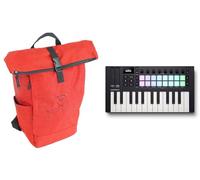 Audiosavings Bundle: Novation LAUNCHKEY MINI 25 MK4 25-key MIDI Ableton Live Keyboard Controller Bundle with Rockville RPAK Burned Red Stylish Durable Backpack Bag w/Padded Laptop Pocket (2 Items)