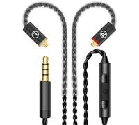 Audiovance Premium HiFi IEM Cable with Mic - Silver-Plated 3.5mm to MMCX Cord - Lossless Sound for Shure SE215/315/425/535/846 & Vibes 201/202 - Tangle-Free in-Ear Monitor Cables - Black (HC001M)