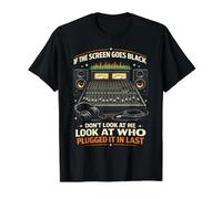 Audiovisual Technician Screen Goes Black Who Plugged It in Value Graphic T-Shirt, Men, Black, L