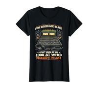 Audiovisual Technician Screen Goes Black Who Plugged It in Value Graphic T-Shirt, Women, Black, XS