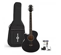 Single Cutaway Left Handed Acoustic Guitar Pack by Gear4music Black