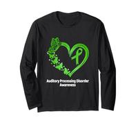 Auditory Processing Disorder APD Awareness Heart Butterfly Long Sleeve T-Shirt